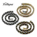 Fatingna Byzantine Style Link Chain Necklace for Men Fashion Jewelry with Silver Red Non-Tarnish PVD Stainless Steel Gold Plated