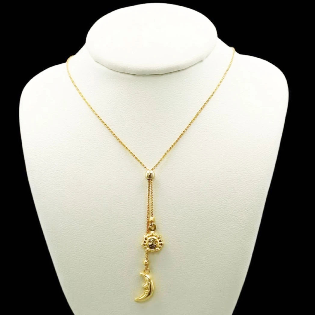 BMZ 2025 Stainless 14k Italian Gold Sun and Moon Jewelry Necklace Set