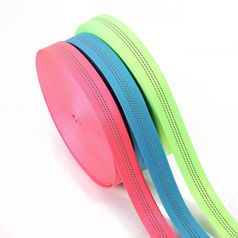 Wholesale in Stock Striped Embroidered High Tenacity 100% Polyester Nylon Tubular Webbing Strap