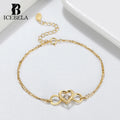 ICEBELA 18K Gold Plated 925 Sterling Silver Brazalete Pulsera Cubic Zircon CZ Diamond Heart Bracelet for Women Gift