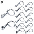 G23 Titanium Gold Plated Nose Studs & Screw Piercing Crystal CZ Flat Nostril Earrings with Claw Setting 20G 18G