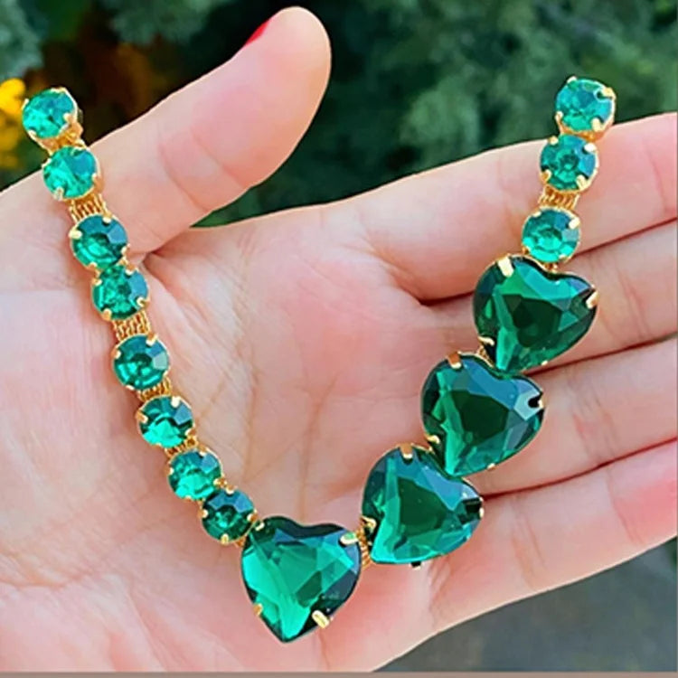 Fashion Colorful Emerald Rhinestone Shoes Chain Shoes Accessories for Flip-flops