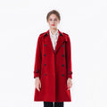 2023 Bosha Women'S High Quality Red  Trench Coat Casual Long Wool Overcoat With Double Breasted Closure and Buttons