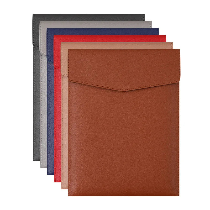 Office Business Wholesale A4 A5 PU Leather Custom logo Pocket Button Storage Padfolio Folder Portfolio case File Document Bag