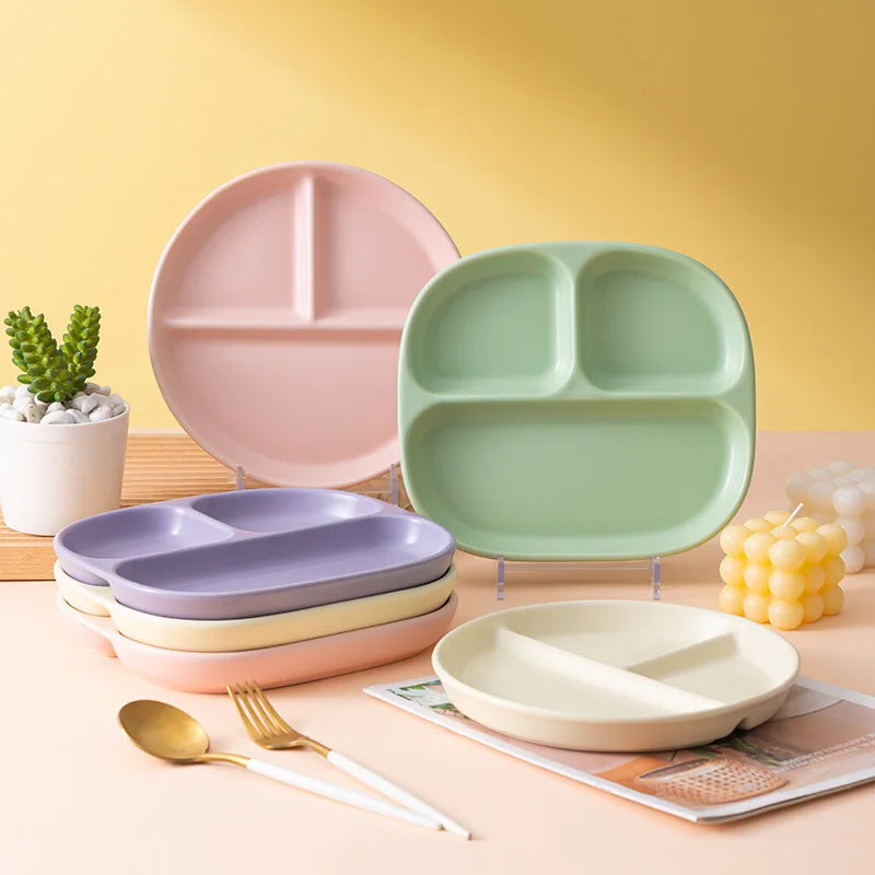Porcelain Compartment Divided Tray Ceramic Dessert Plate Underglazed Color Bakeware Pan Microwave Dishwasher Safe