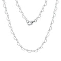 RINNTIN SC70 Fine Jewelry Italy S925 Chain Necklace Silver Chain Rhodium Plated 4mm*2.8mm Heart Link Chains for Women