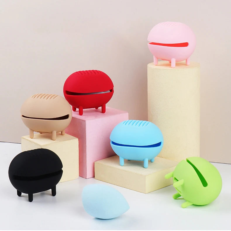 Eco-Friendly Silicone Multi-hole Beauty Sponge Storage Case Travel Portable Cosmetic Puff Holder Box Makeup Sponge Holder