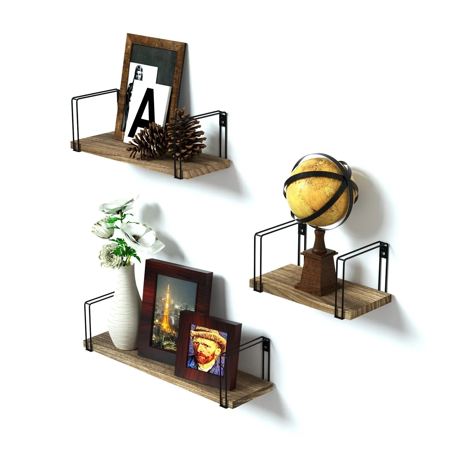 Luxury Floating Wall Shelves Modular Wooden Multi-functional Save Space Storage for Bathroom Living Room Wardrobe Key Holder