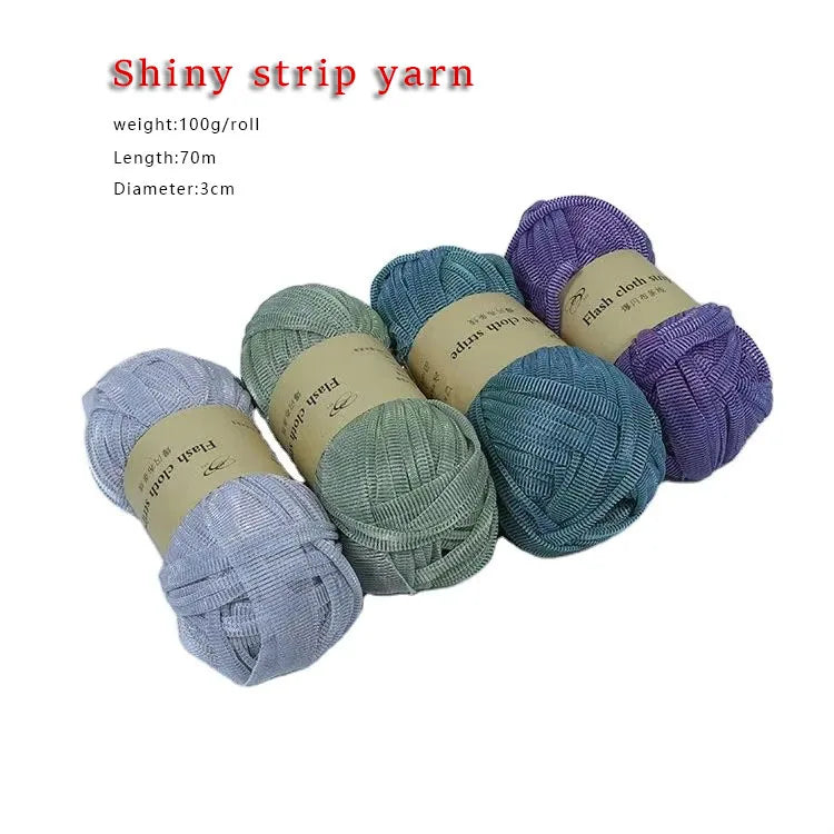 Wholesale 100% Polyester Fancy Yarn Strong Smooth Bright Surface T-Shirt Crochet 100 Grams Handmade Woven Bag