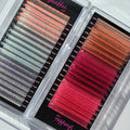 2023 Private Label Faux Mink Eyelashes Lashes Colored Tray Russian Volume Eyelash Extension Pink Blue Eyelash Extensions