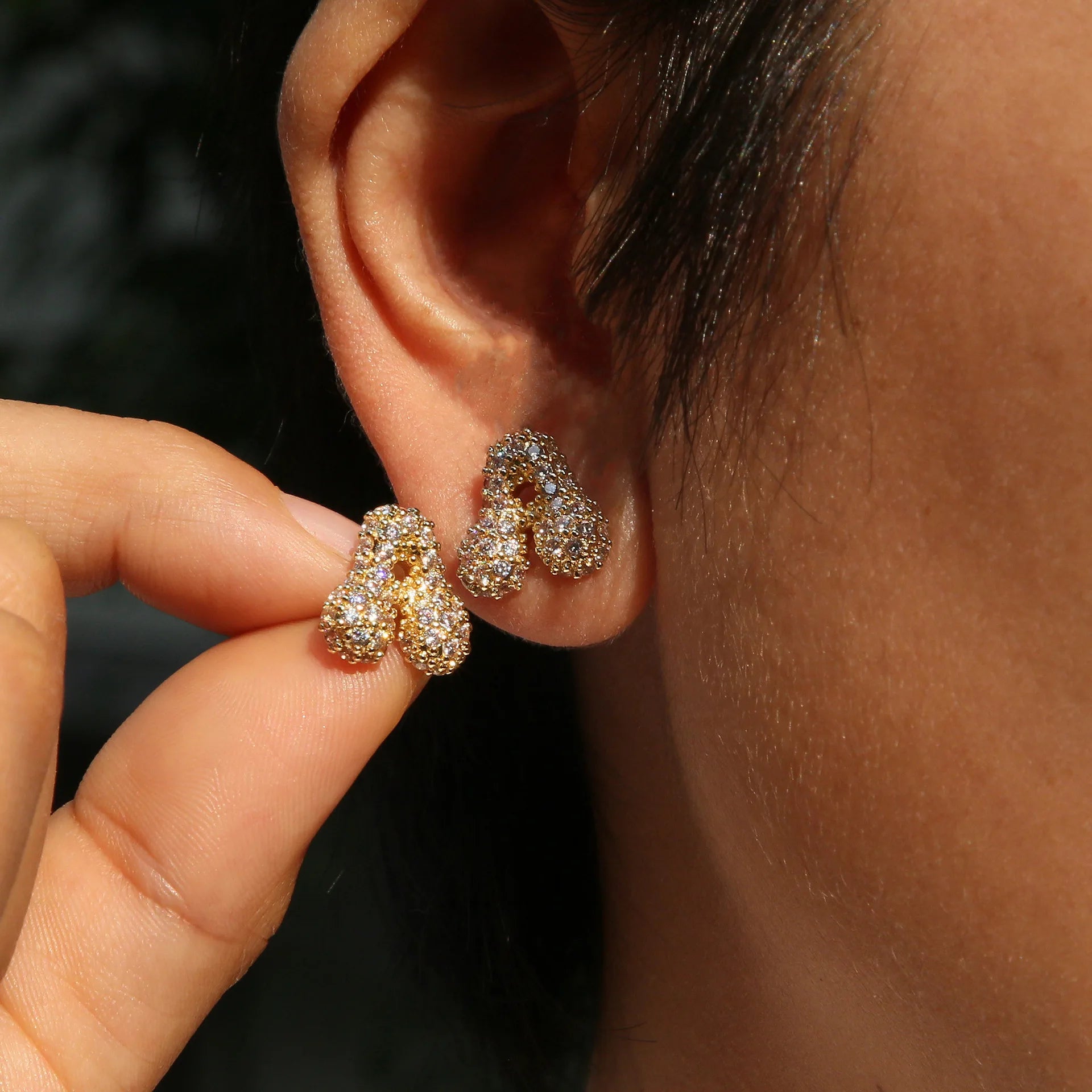 2025 Fashion Initial Balloon Bubble Letter Stud Earrings 18K Gold Plated Brass Earrings Zircon Earrings Jewelry for Girls Women
