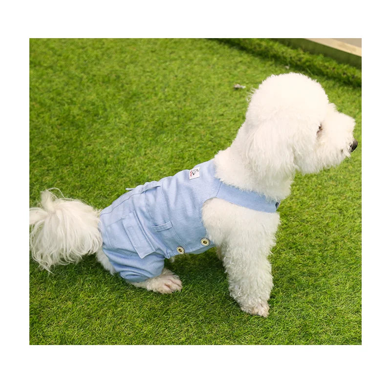 New Cute Pet Clothes Breathable Dog Denim Overalls Cat Outing Denim Coat Shirt Pet Denim Skirt