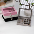 20*15 cm Compartment Rings Jewelry Set Storage Box With Glass Lid