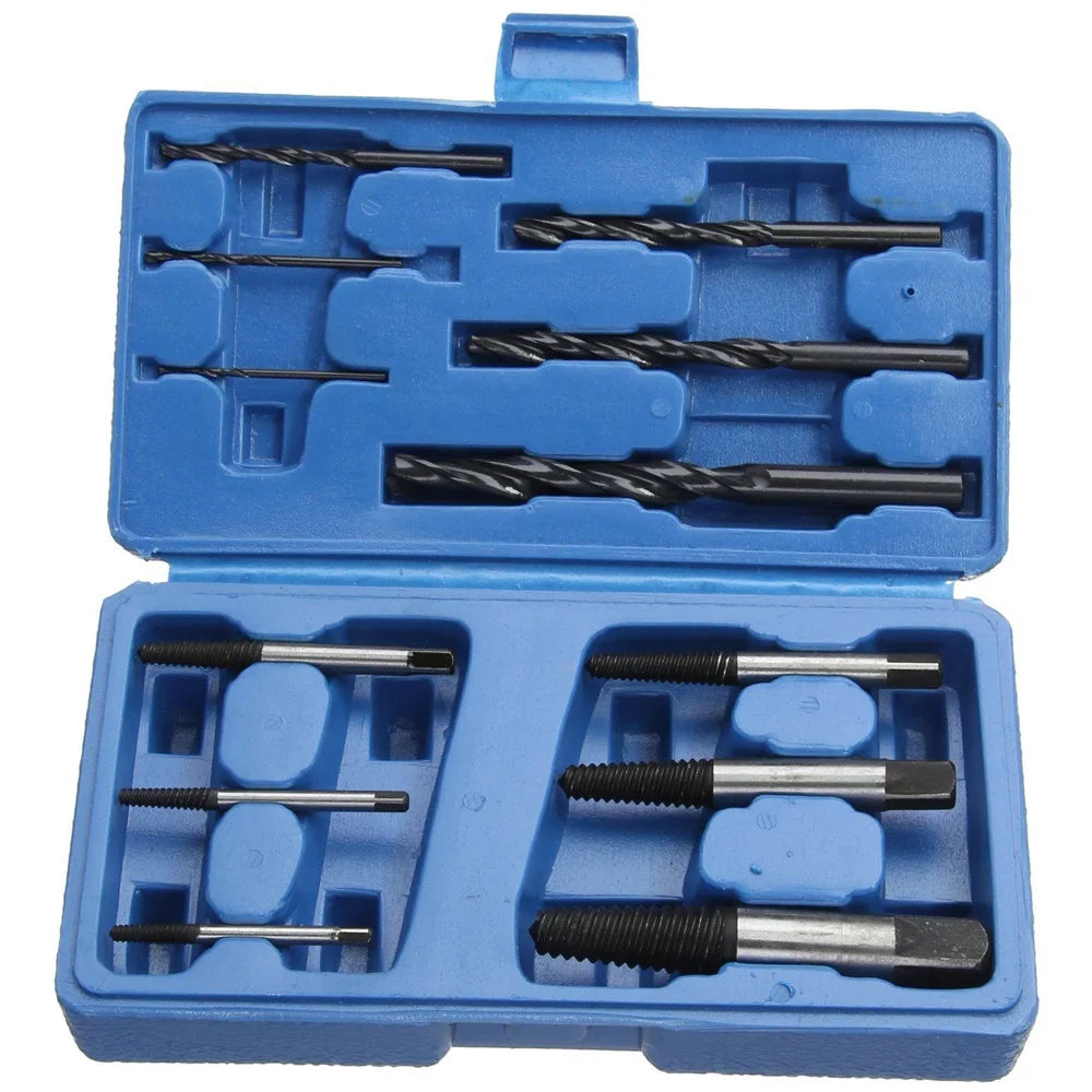 12pcs Cobalt Drill Bit Screw Extractor Set High Speed Steel Case Included-Bolt Remover for Broken Bolts and Damaged Screws