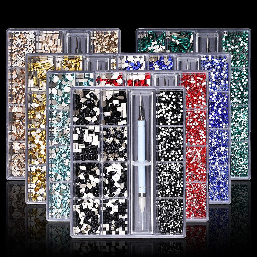 Best Quality Flat Back  Crystal Rhinestone  Non Hotfix  Rhinestones Glue on Nail  Crystal Heart Square Leaf for Nails