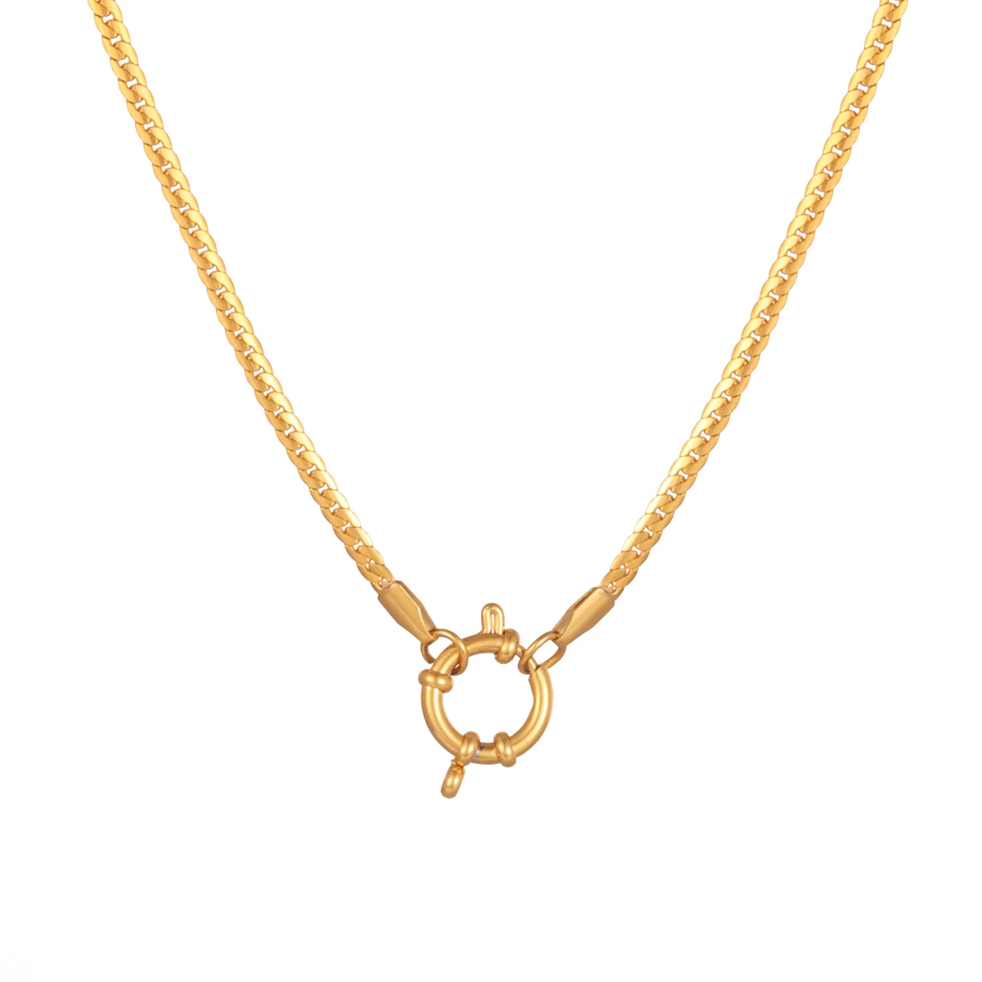 Hip Hop Women Fashion Jewelry Necklaces Creative Stacked PVD 18K Gold Plated Paper Clip Chain Stainless Steel Necklace