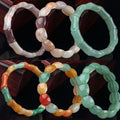 Retro Vintage Natural Stone Yellow Jade Green Aventurine Jade Rectangle Bead Square Bead Bracelet