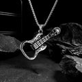 Vintage Skull Guitar Bottle Opener Men's Pendant Necklace Hip Hop Fashion Accessories Wholesale