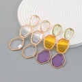 JL17881 Wholesale Fashion Metal Irregular Resin Earrings Exaggerated Dangle Drop Earrings European and American Jewelry