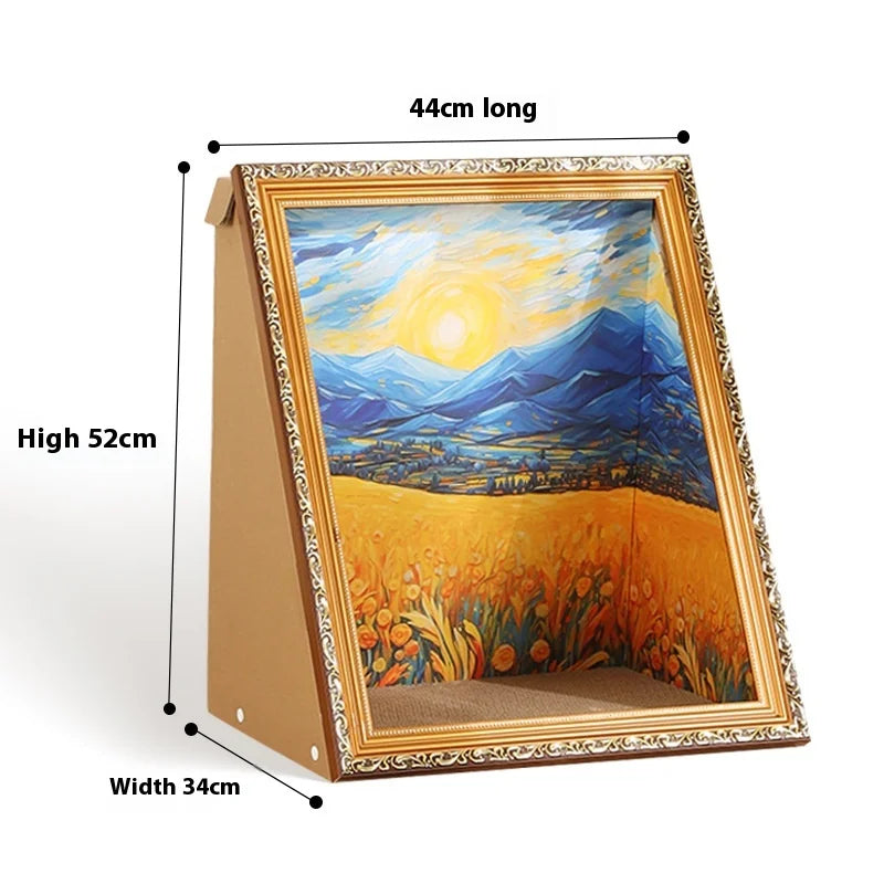 Four Seasons Universal Cat Toy New Photo Frame Cat Nest Oil Painting Series Made Plastic Cat Carton