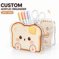 CNAWO Custom DIY Acrylic Desk Organizer Cute Acrylic Pen Holder Kawaii Desktop Storage Box OEM ODM