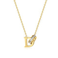 18K Vacuum Gold Plated Stainless Steel Initial D Necklace Cubic Zirconia Pendant Necklace for Women