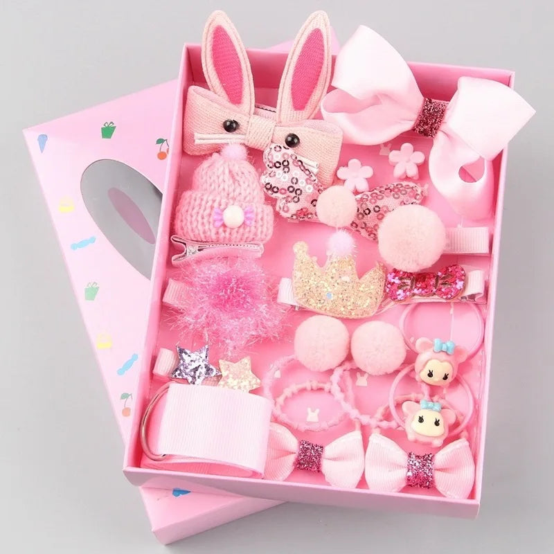 Fashion Fabric Hair Clips Bows Barrettes Hairpins Gift Box Set for Girls & Toddler Kids
