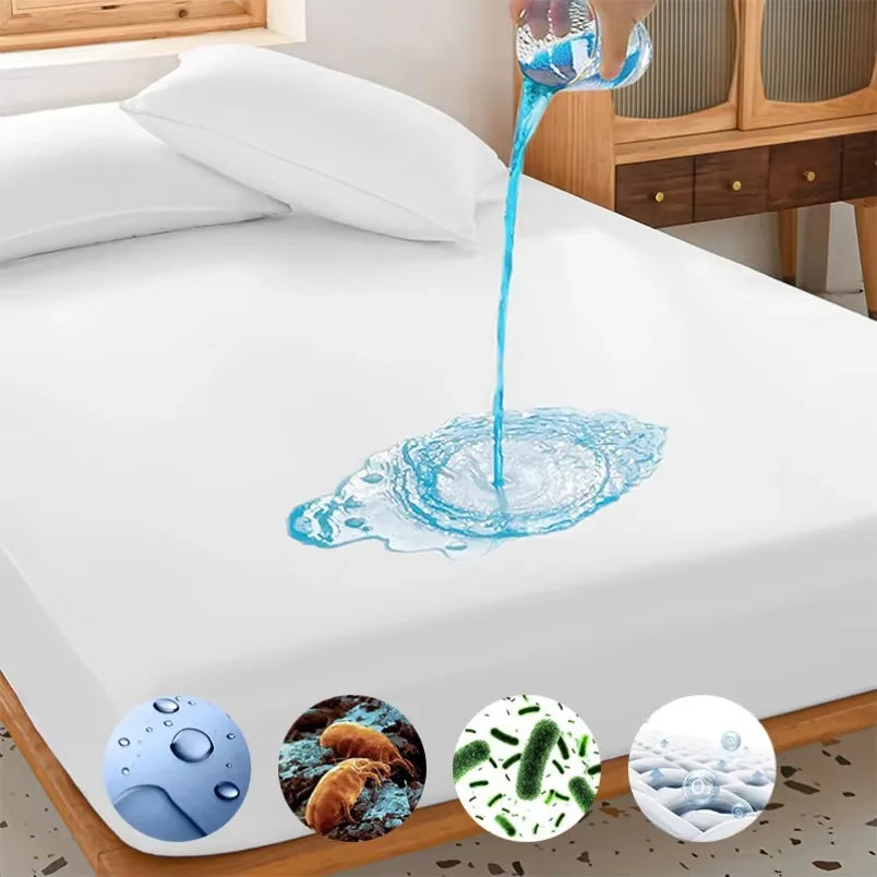 Customizable Anti-Water Fitted Sheet Comfortable Breathable Solid Color Simple Style 1 Piece Bedding Set  for Home Hotel