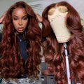 Customized 5*5 Transparent Lace Closure Glueless Long Red Brown Loose Wave Vietnamese Human Hair Wig Wholesale Lace Front Wigs