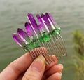 HZ Mermaid Raw Crystal Hair Comb Green Hair Comb Beach Accessory Bridal Hair Jewelry
