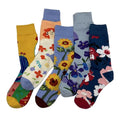 Hot Sale Fashion Cotton Socks Custom Colorful Flower Patterns Cactus Sunflower Violet Camellia Cute Crew Socks for Women