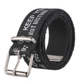 Custom Printed Design Distressed Edging Belts Webbing Waist Polyester Cotton Strap Fabric Canvas Belt