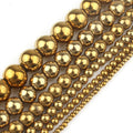 Wholesale 2/3/4/6/8/10 mm Gold Color Hematite round Loose Stone Beads for DIY Jewelry Making MegaBDM