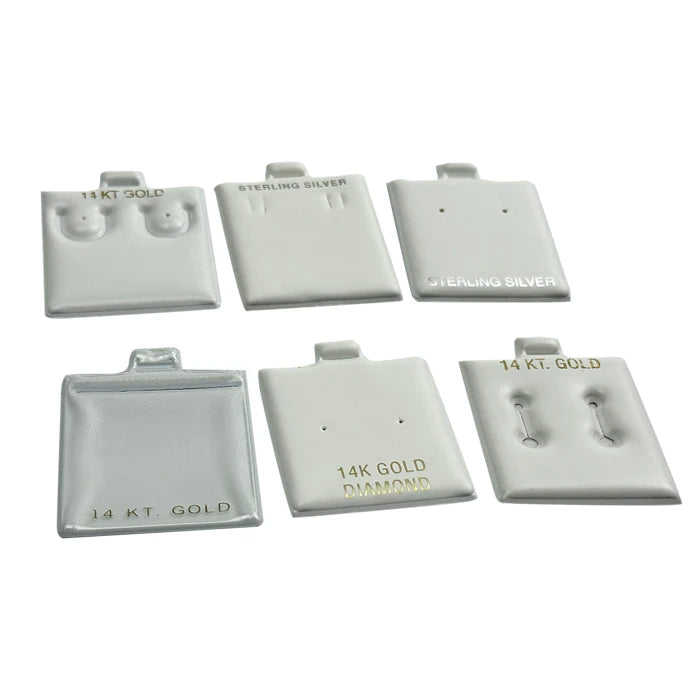 Custom Gold Foil logo 1.5*2 Inch Earring Puff Pads Jewelry Cards
