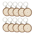 Hand Painted Wooden Keyring Pendant Key Chain Blanks Natural Wood Slices Keychain Diy Crafts