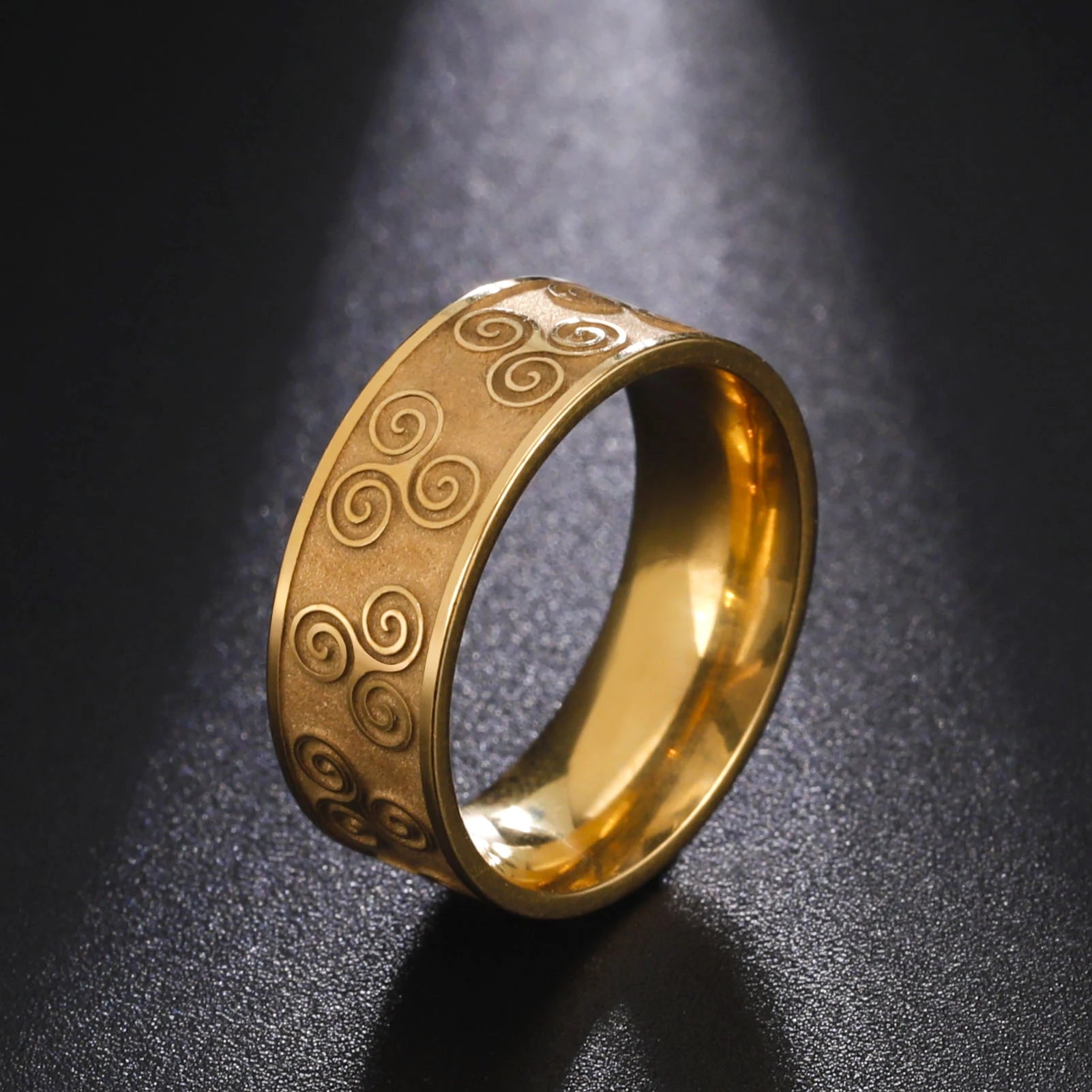 Myshape Viking Ring Triskele Triskelion Stainless Steel Triple Spiral Amulet Rings Vintage Jewelry Gift for Men Women Lover