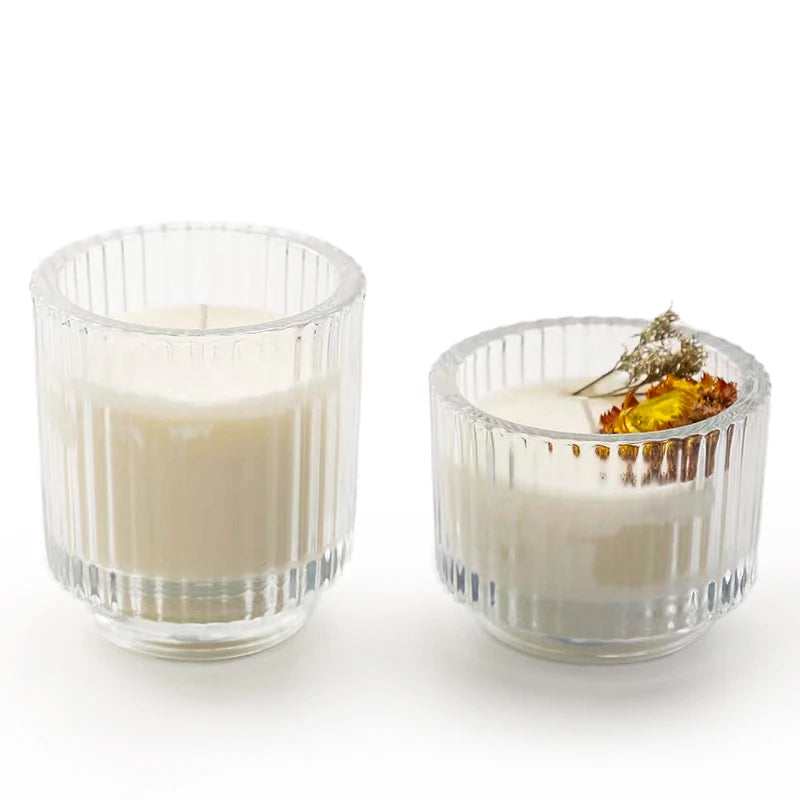 Empty Custom Size Thick Wall Clear Glass Candle Jars 185ml  315ml Cylinder Decorative Glass Candlestick for Candle Making