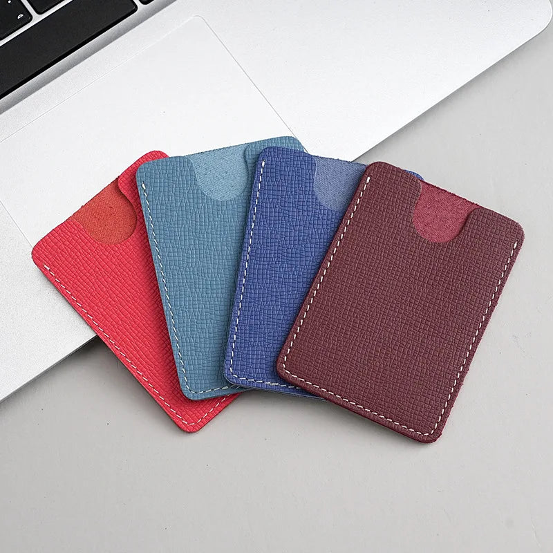 Customize logo Credit Card Holder Purse Bank Visa Id Name Card case Genuine Leather Front Pocket Wallet
