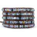 2026 Spring Collection Women's Boho Fashion Bracelet Energetic Crystal Beads on Leather Wrap Cuff Bangle