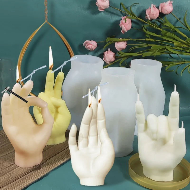 Creative Gesture Candle Silicone Mold Finger Plaster Mold Scented Candle Mold