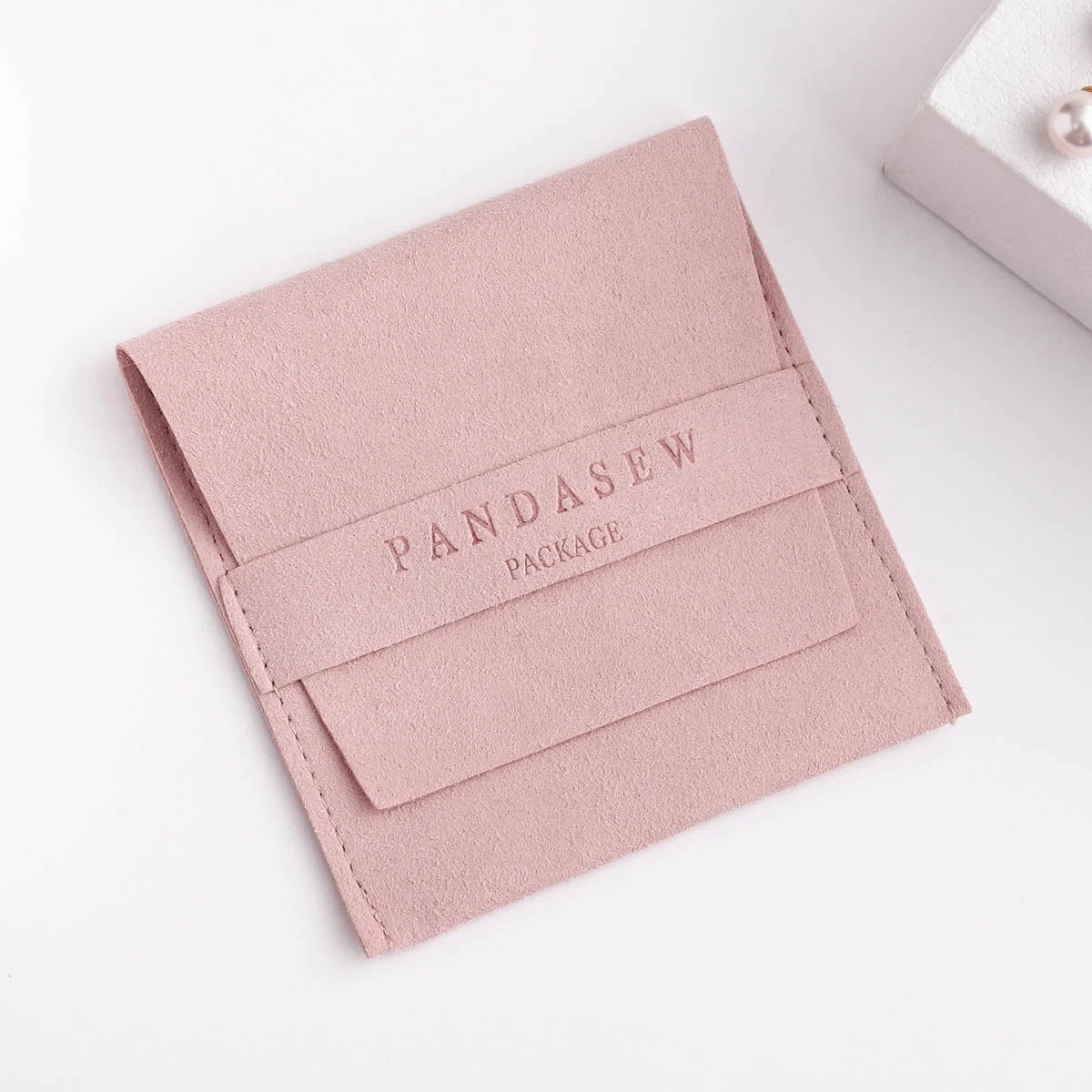 PandaSew 8x8cm Luxury Microfiber Jewelry Pouch for Fashion Earrings Necklaces Packaging Custom Logo
