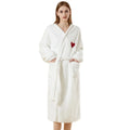 Premium Women's Elegant V-neck Drawstring Closure Knee-Length Winter Plush Soft Fluffy Fleece Sherpa Shaggy Robe Sleepwear