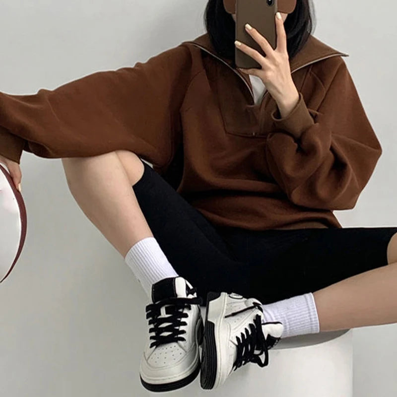 Wholesale New Arrival Custom Hoodies Women Fleece Half Zipper Pullover Hoodie for Women Bulk