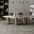Nordic High Luxury MDF Rock Plate Top Table With Gold Pedestal Legs for Dining Room Restaurant Dining Table