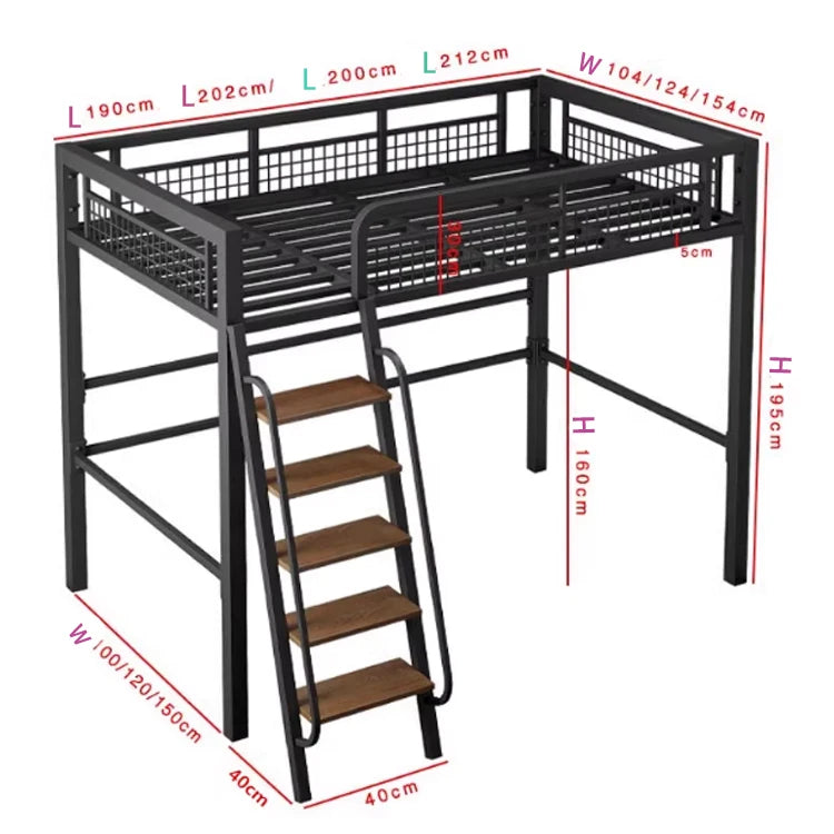 Duplex Iron Loft Bed Monostratic Maisonette Metal Frame Foldable Modular for School Hotel Split-Level Bed for Compound Apartment