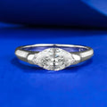 New Single Diamond Rhombus Cut 925 Silver Zircon Marquise Design Couple Ring