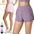 Women Quick Dry UPF 50+ Comfortable Wide Waist 2 Layers Back Pocket Training Shorts Casual Running Shorts