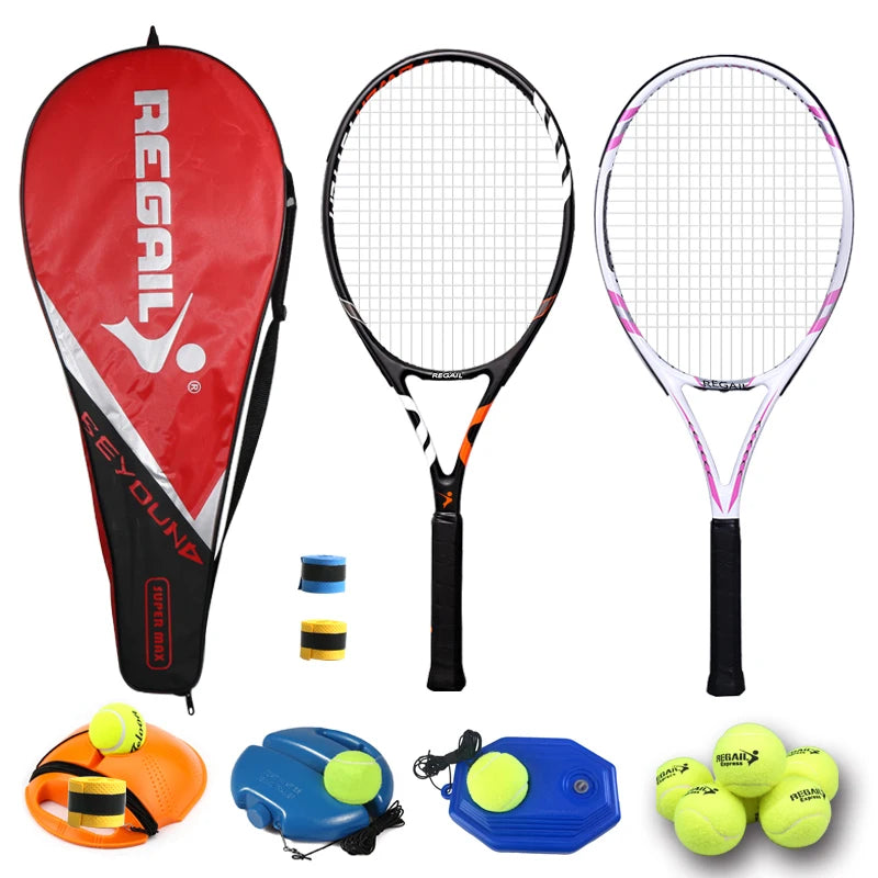 Customization Adult and Children's Tennis Racket Carbon Aluminum Alloy Tennis Racket Set  Custom Tennis Ball