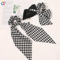 QiYue 2021 New Designer Hair Scarf Scrunchies for  Women Charm Fashion Long Ribbon Elastic Hair Scrunchies Bow