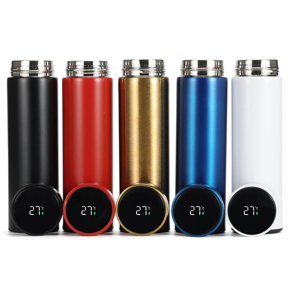 Hot Selling 500ml Customized logo Led Temperature Display Lid Double Wall Vacuum Flasks Smart Cup Water Bottle